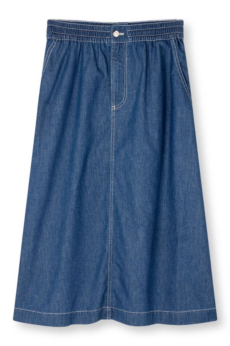 Mads Nørgaard - Nederdel - Air Denim Luni Skirt - Mid Blue Denim
