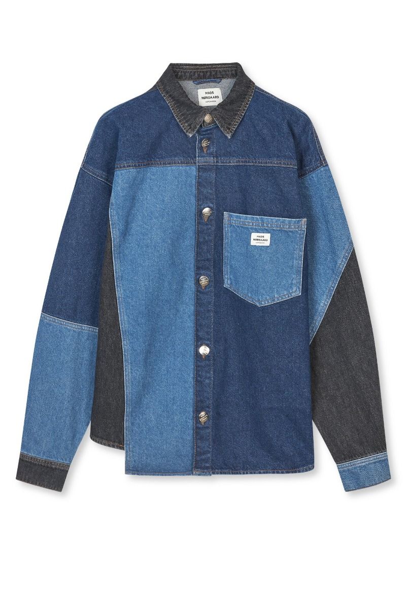 Mads Nørgaard - Skjorte - Patch Denim Gisli Shirt - Mix Blue Denim