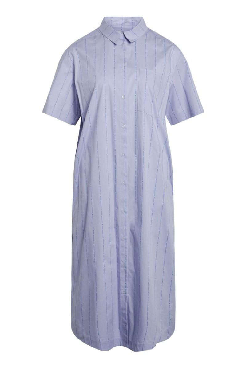 Mads Nørgaard - Skjorte - Logo Poplin Dylan - Multi Brunnera Blue