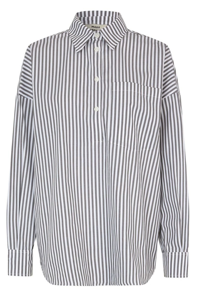 Mads Nørgaard - Skjorte - Popla Petrea Shirt - Castlerock/Optical White