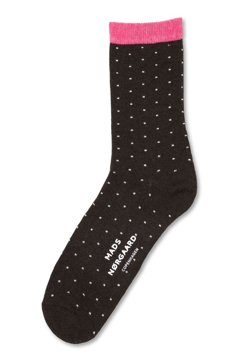 Mads Nørgaard - Stømper - Sock Pair Ana Mix - Blue Stripe/Black Coffee Dot
