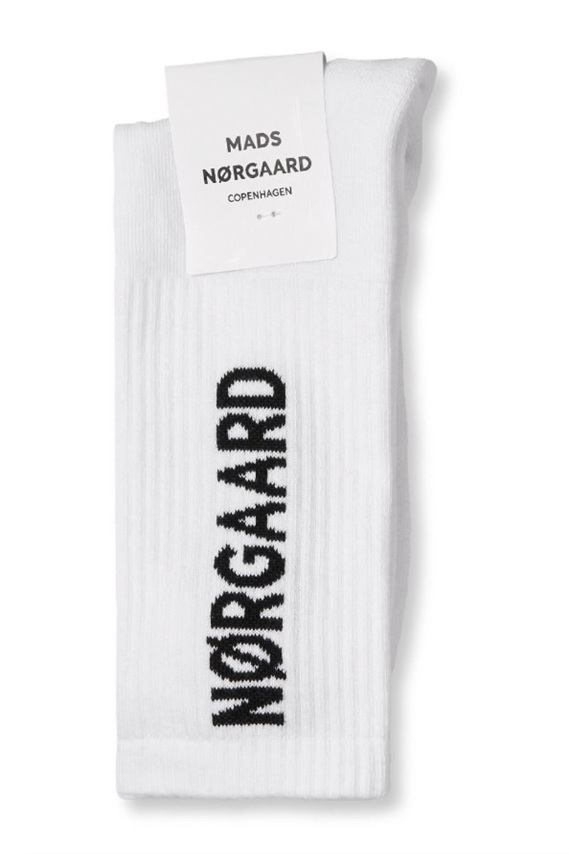 Mads Nørgaard - Strømper - Cotton Tennis MN Classic Sock - White