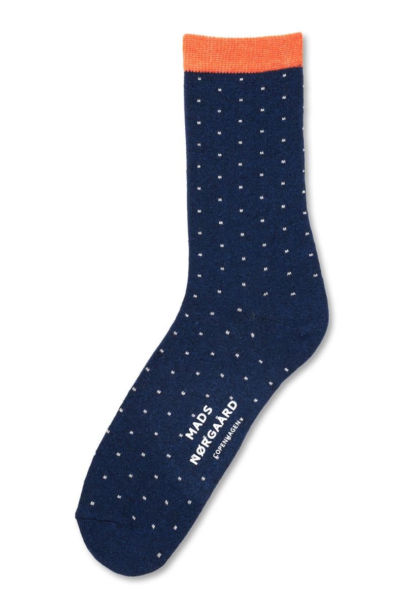 Mads Nørgaard - Strømper - Sock Pair Ana Mix - Black Coffee Stripe/Blue Dot
