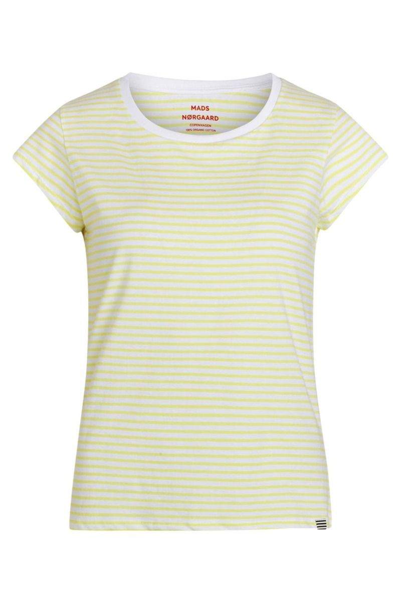 Mads Nørgaard - T-shirt - Organic Jersey Stripe Teasy Tee FAV - Double Cream/Brilliant White