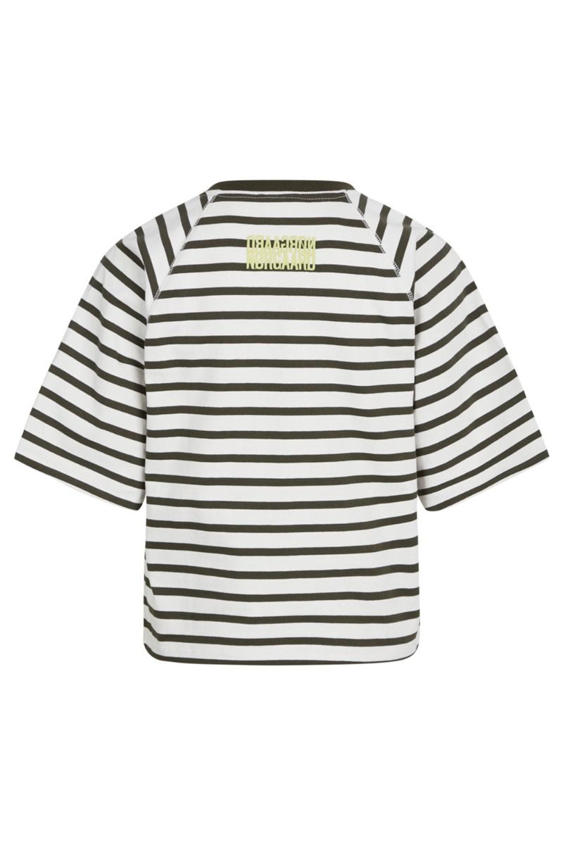 Mads Nørgaard - T-shirt - Heavy Single Stripe Trista Tee - Snowwhite/Forest Night