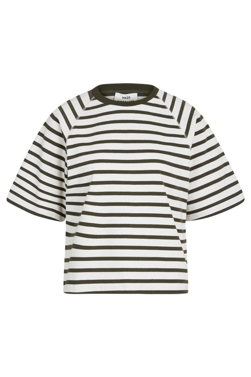 Mads Nørgaard - T-shirt - Heavy Single Stripe Trista Tee - Snowwhite/Forest Night