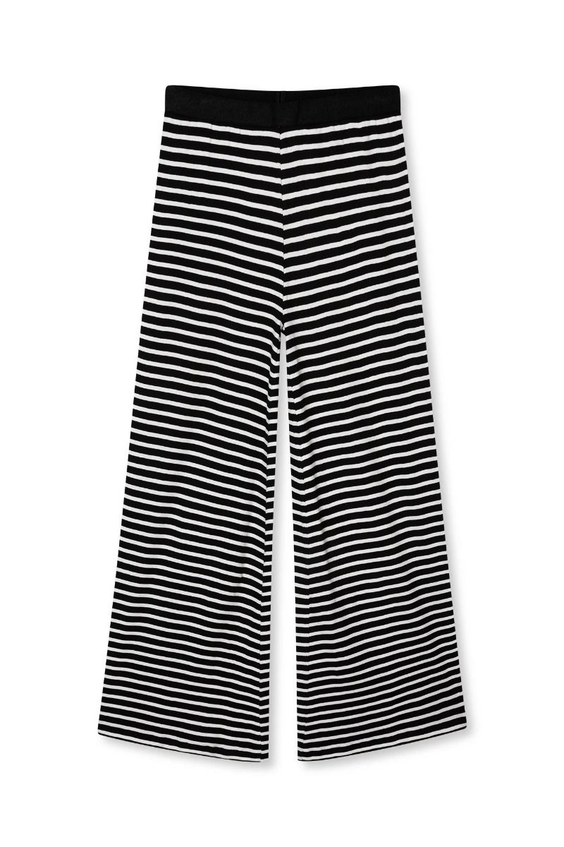 Mads Nørgaard - Bukser - 2X2 Cotton Stripe Veran Pants - Black/White Alyssum