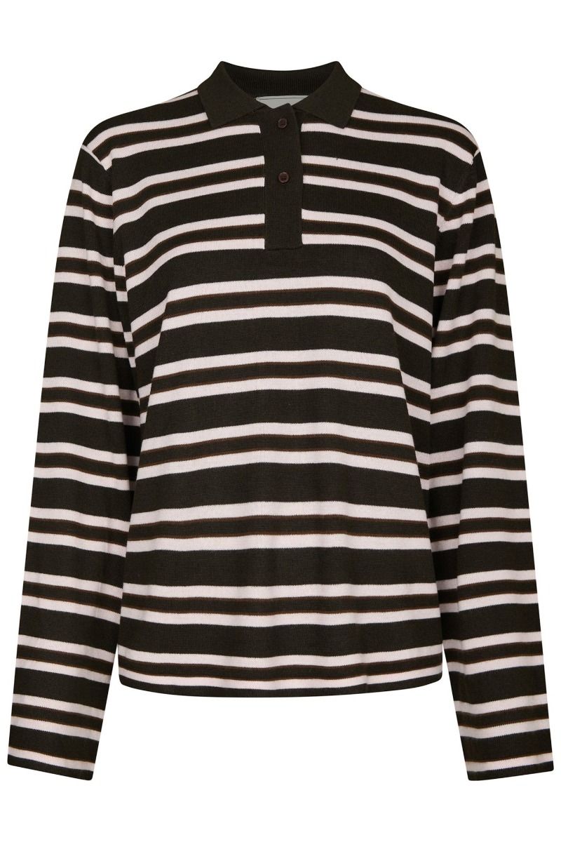 Neo Noir - Bluse - Mala Polo Knit Blouse - Dark brown