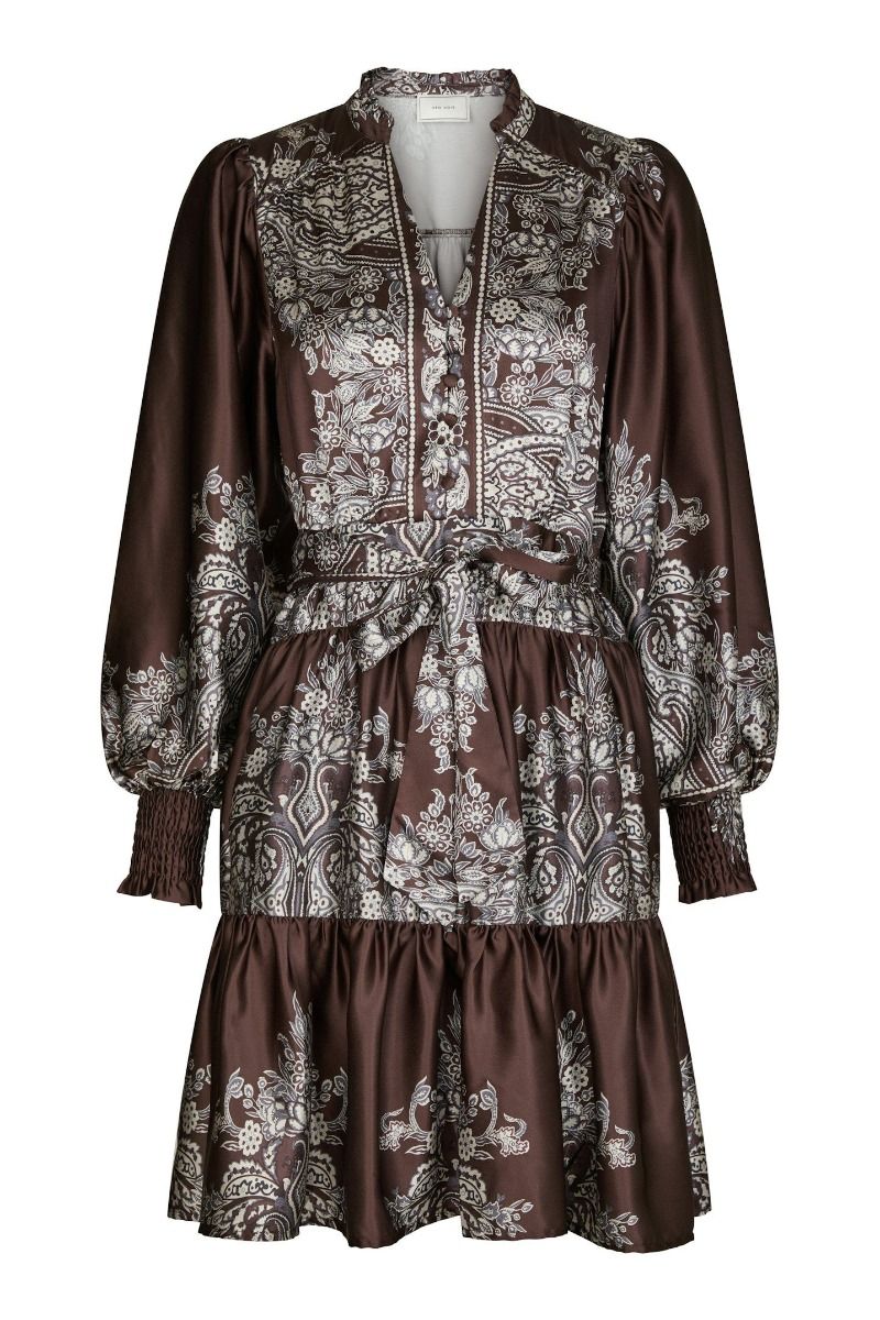 Neo Noir - Kjole - Malfida Paisley Border Dress - Dark brown