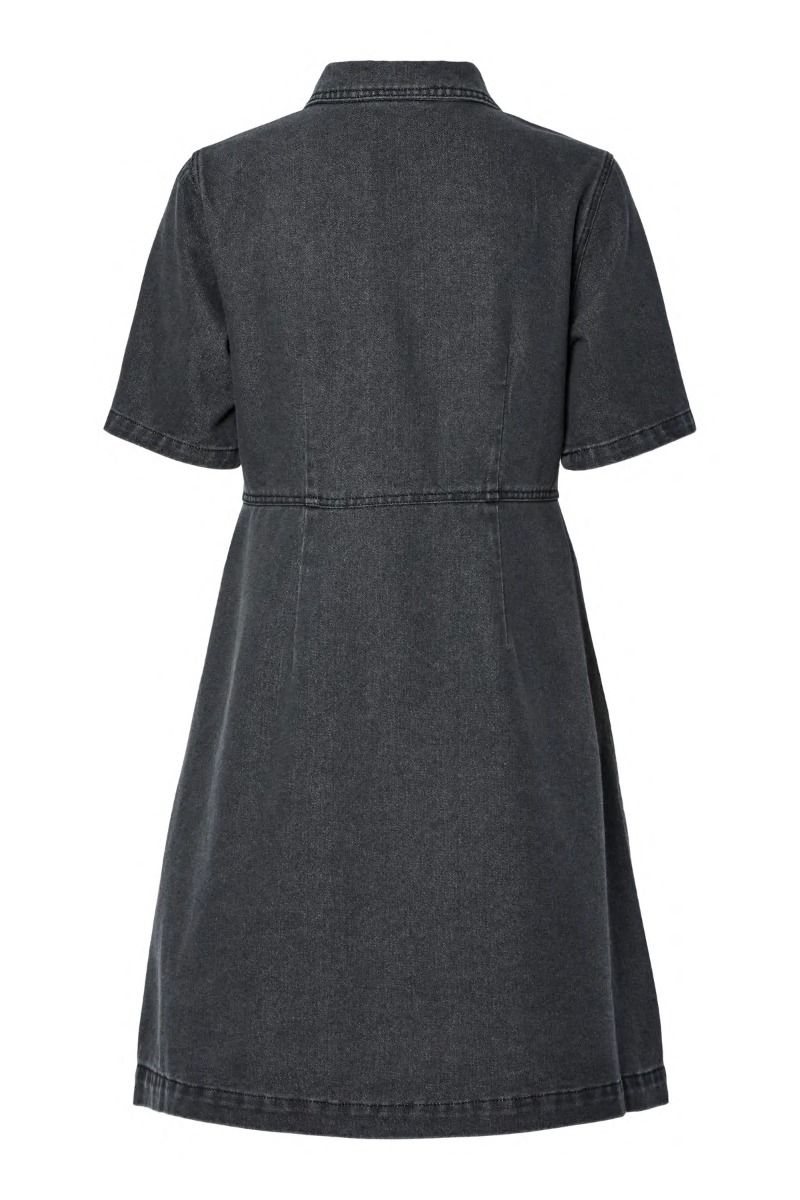 Pieces - Kjole - Malika SL Rhinestone Denim Dress - Black washed (Levering start september)