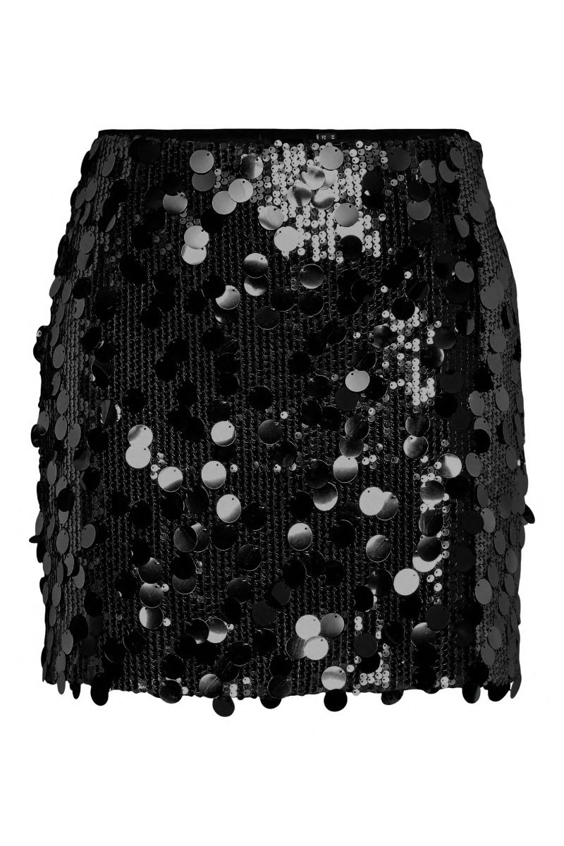 Pieces - Nederdel -Malou Sequin MW Mini Skirt - Black