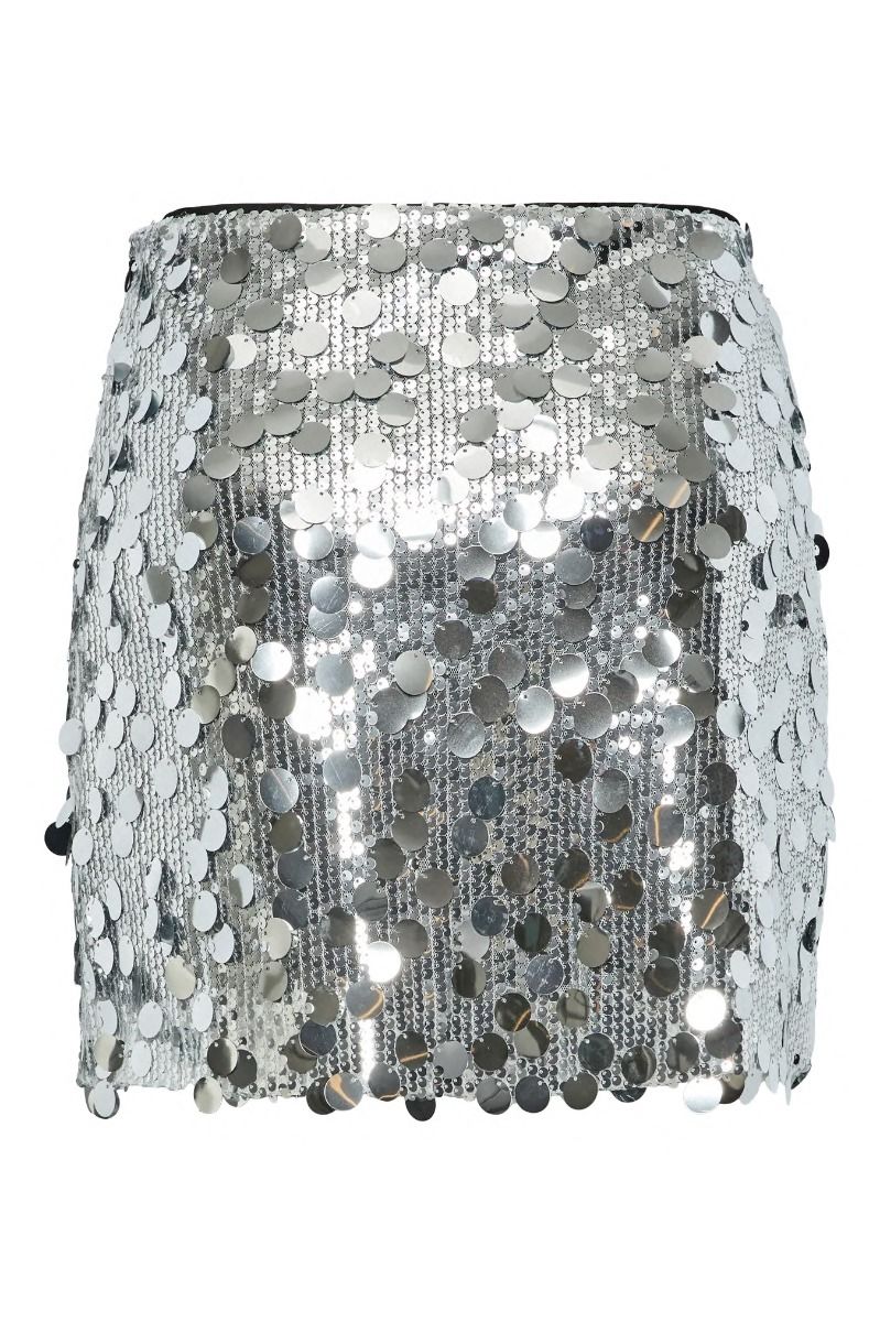 Pieces - Nederdel - Malou Sequin MW Mini Skirt - Silver Colour 