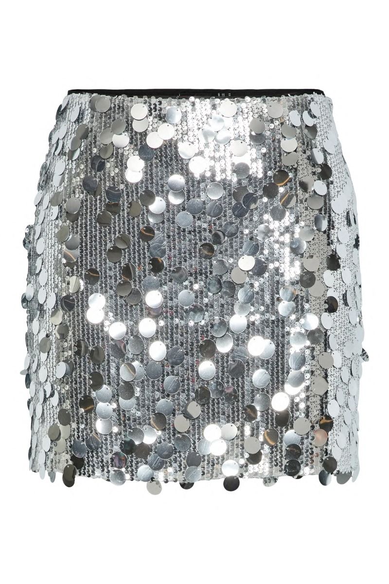 Pieces - Nederdel - Malou Sequin MW Mini Skirt - Silver Colour 