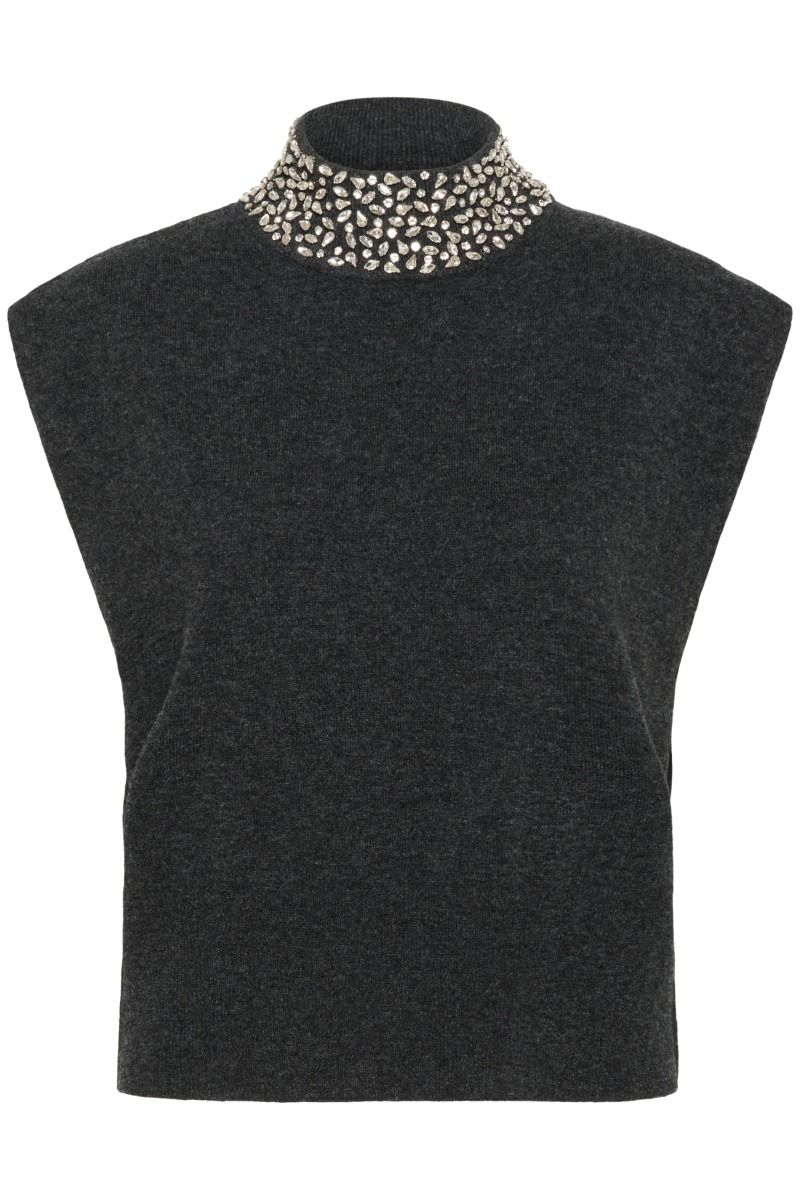 Gestuz - Top - GZmanzi deco waistcoat - Deep Graphite Melange