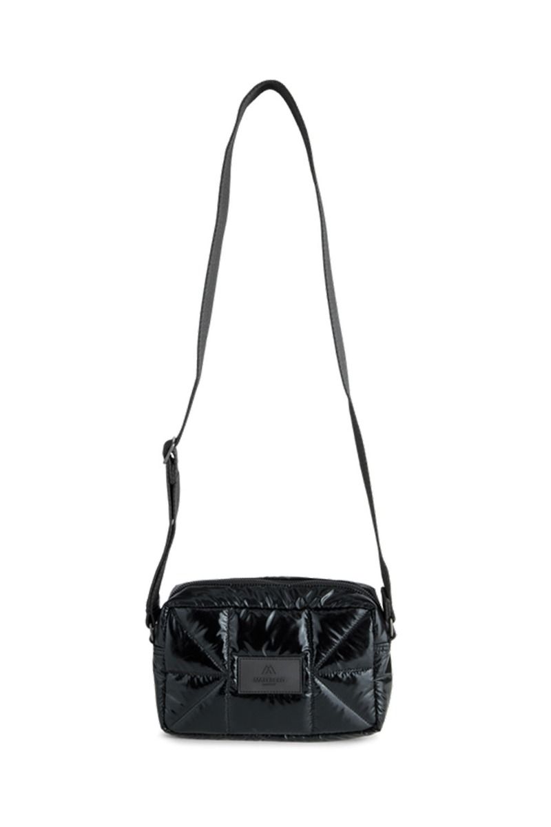 Markberg - Taske - Vela Crossbody Bag Shiny Puf - Shiny Black w/Black