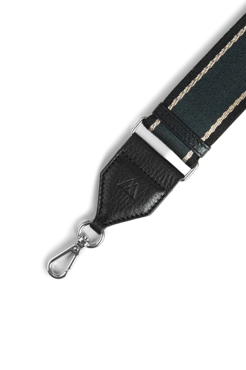 Markberg - Taskestrop - FinleyMBG Guitar Strap - Silver Bl w/Bl.+Gold+Pine Green