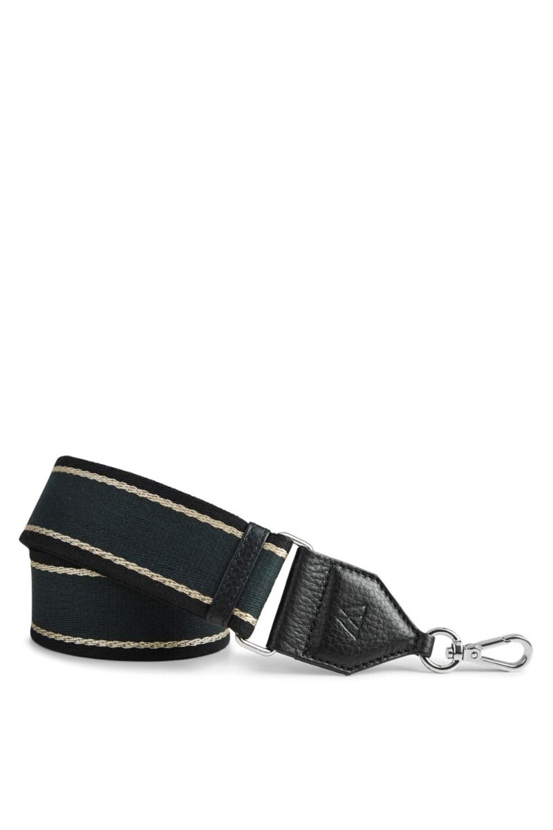 Markberg - Taskestrop - FinleyMBG Guitar Strap - Silver Bl w/Bl.+Gold+Pine Green