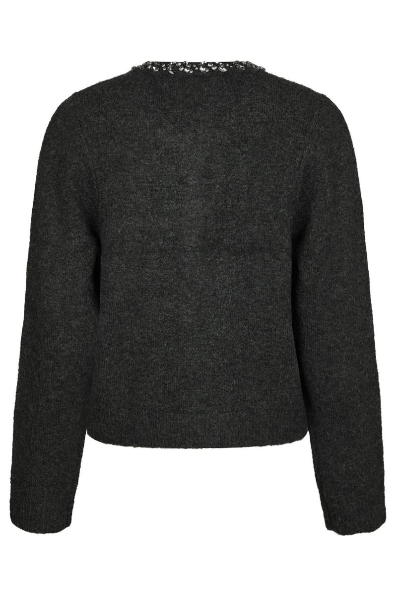 Neo Noir - Cardigan - Marie Stone Knit Cardigan - Antracit