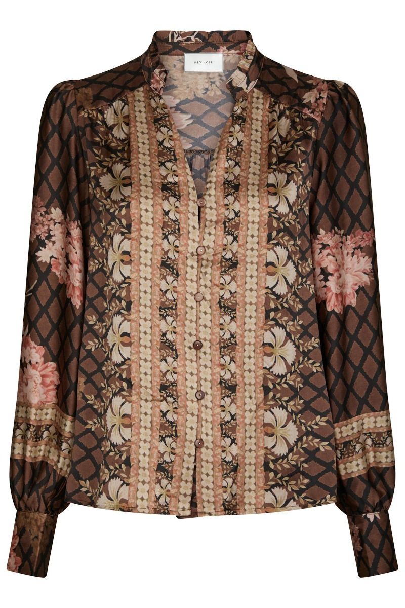 Neo Noir - Skjorte - Massima Botanical Border Blouse - Black