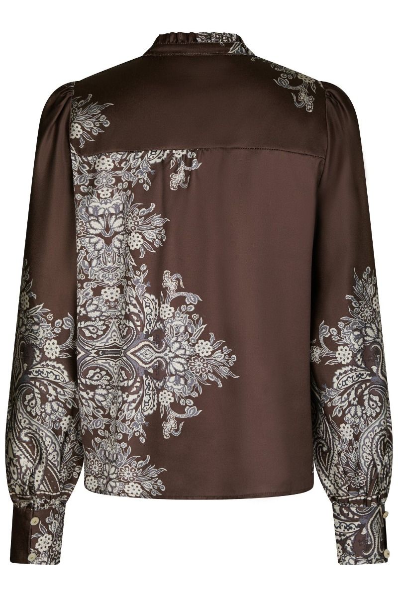 Neo Noir - Skjorte - Massima Paisley Border Blouse - Dark brown