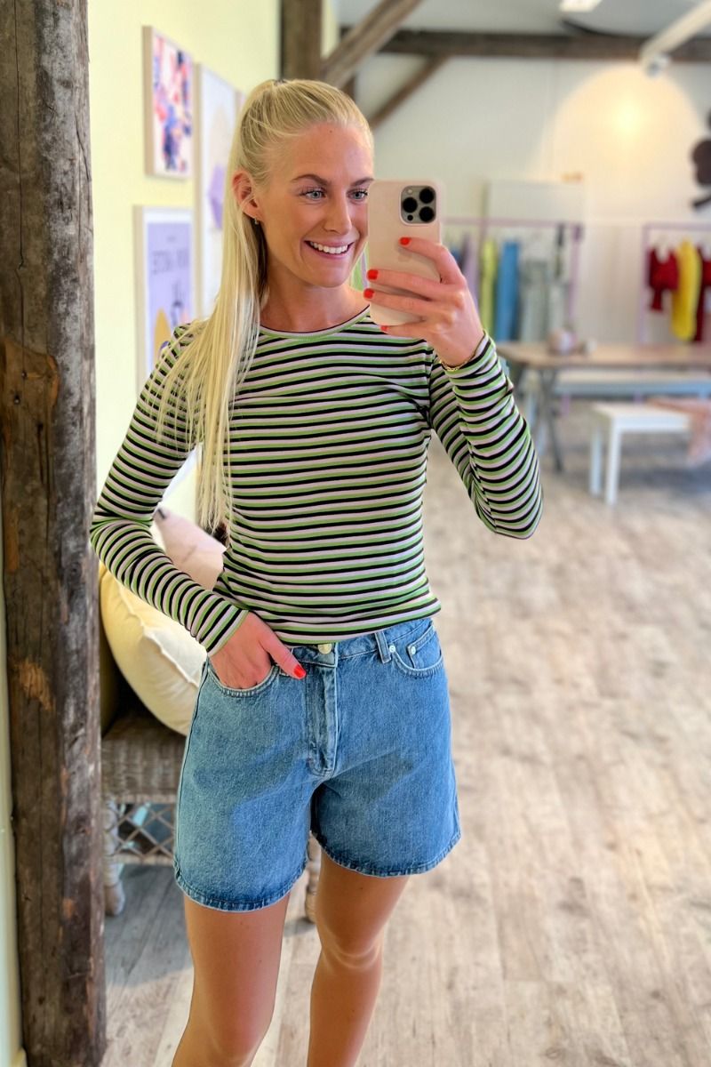 MbyM - Bluse - Lilita-M - Coffee Kiwi Orchid Stripe