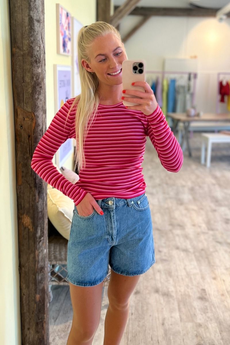 MbyM - Bluse - Lilita-M - Fuchsia Fedora Red Stripe