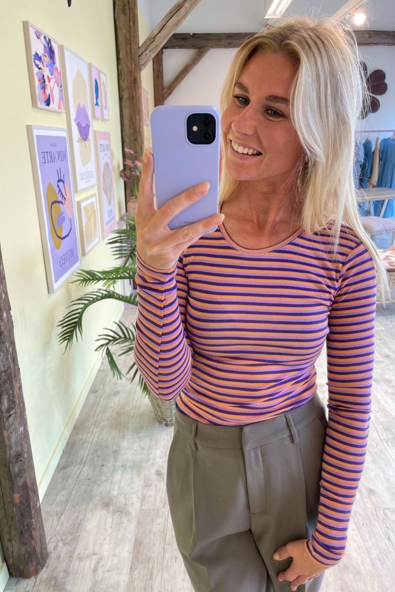 MbyM - Bluse - Lilita - Peach Violet Ocrhid Stripe J92