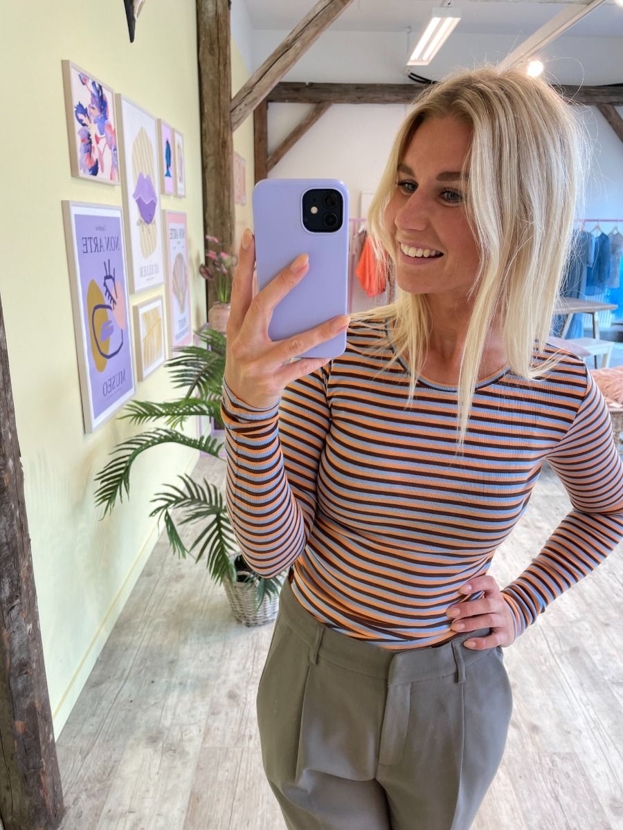 MbyM - Bluse - Lilita - Walnut Blue Peach Stripe J93