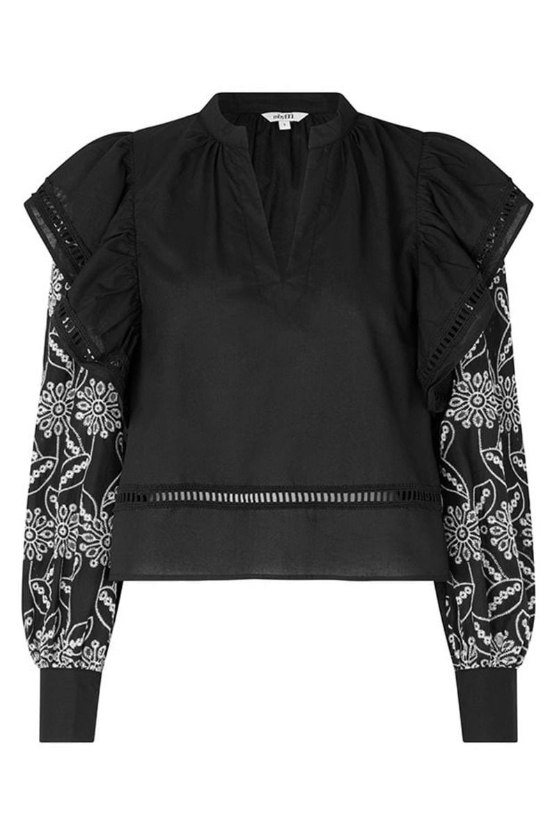 MbyM - Bluse - Raylan-M - Black/White Embroidery