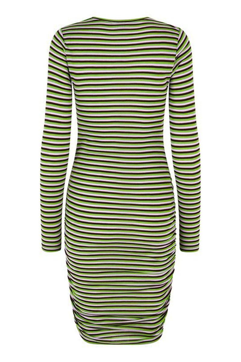 MbyM - Kjole - Faustine O-M - Coffee Kiwi Orchid Stripe