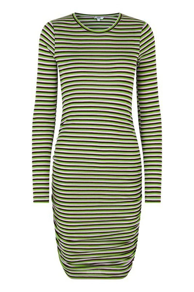 MbyM - Kjole - Faustine O-M - Coffee Kiwi Orchid Stripe