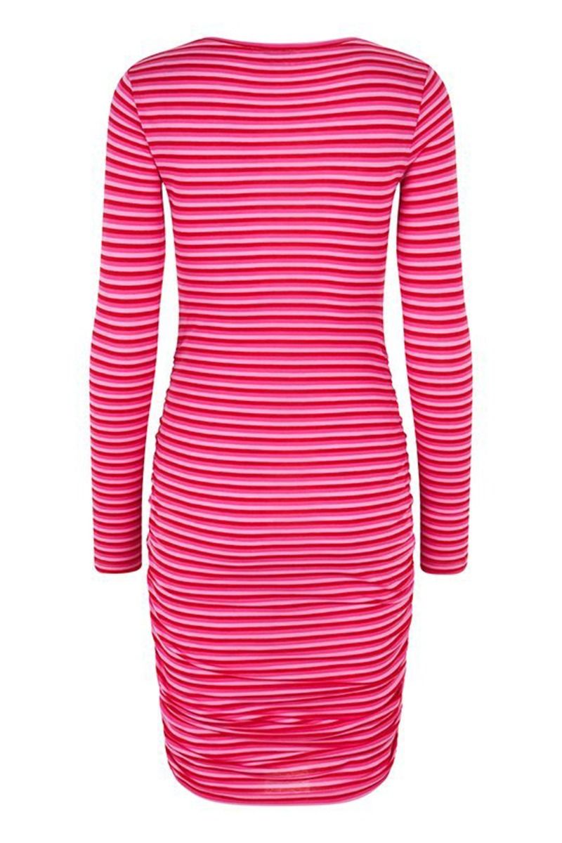 MbyM - Kjole - Faustine O-M - Fuchsia Fedora Red Stripe