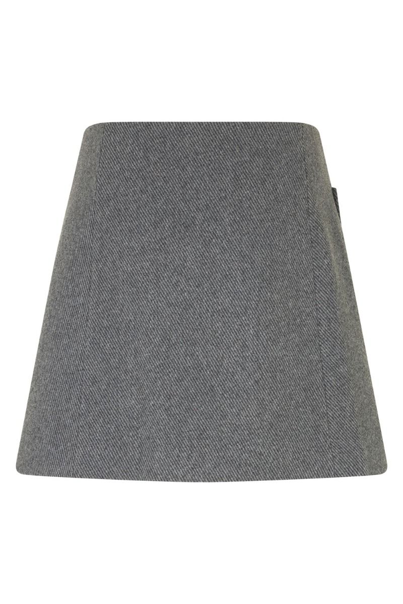 mbyM - Nederdel - Keya-M - Charcoal Grey Herringbone
