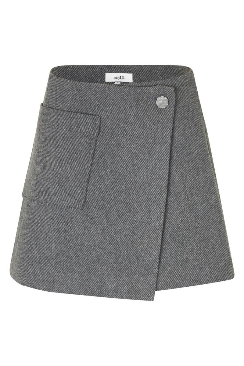 mbyM - Nederdel - Keya-M - Charcoal Grey Herringbone