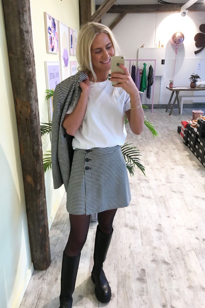 MbyM - Nederdel - Marlie - Black White Houndstooth