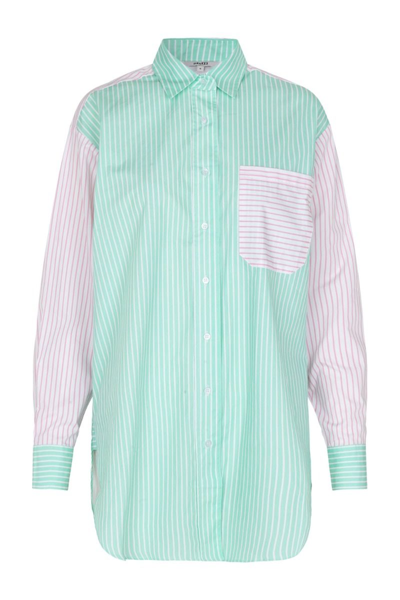 MbyM - Skjorte - Brisa Begonia - Green Mix Stripe