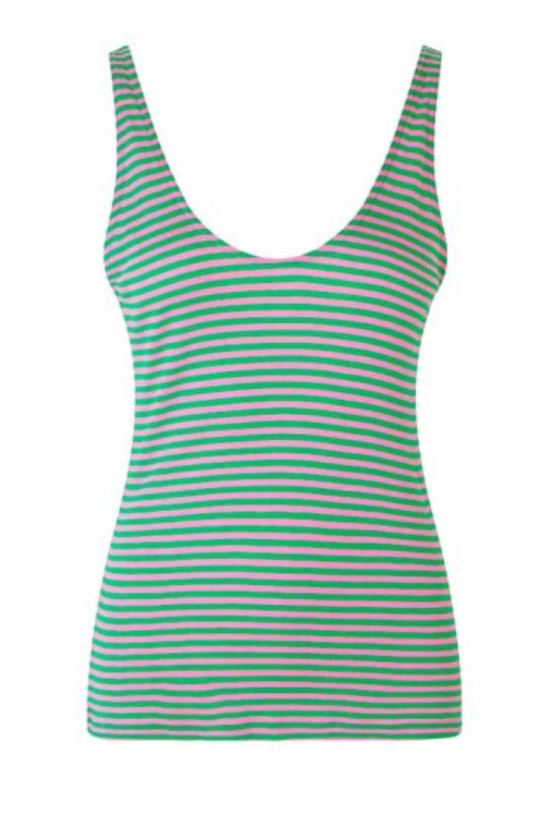 MbyM - Top - Jenna-M - Bright Green Pink Stripe
