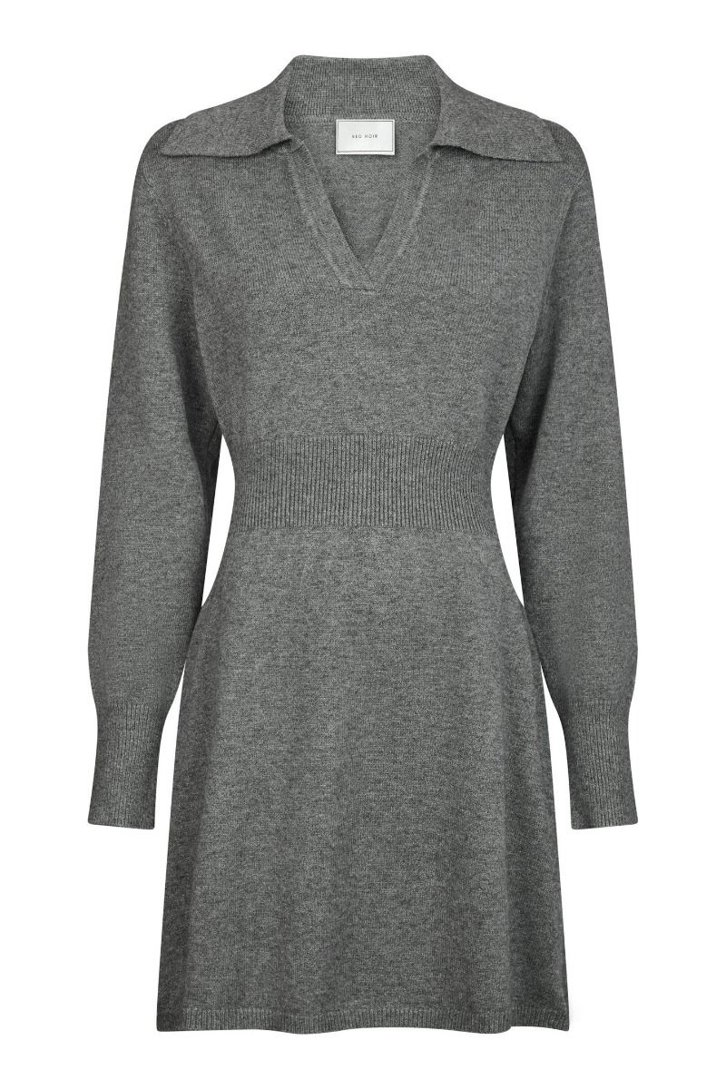 Neo Noir - Kjole - Melia Knit Dress - Dark Grey Melange 