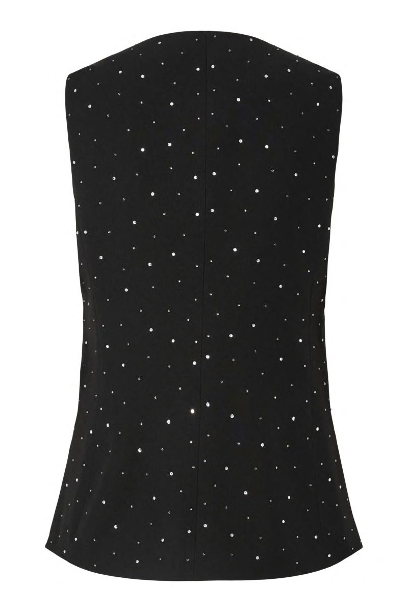 Pieces - Vest - Michelle Rhinestone Waistcoat - Black