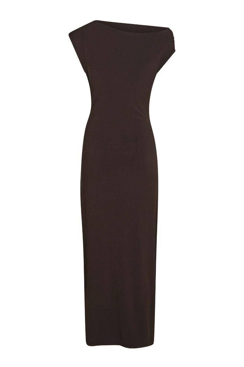 Neo Noir - Kjole - Minja Drapy Dress - Chocolate Brown