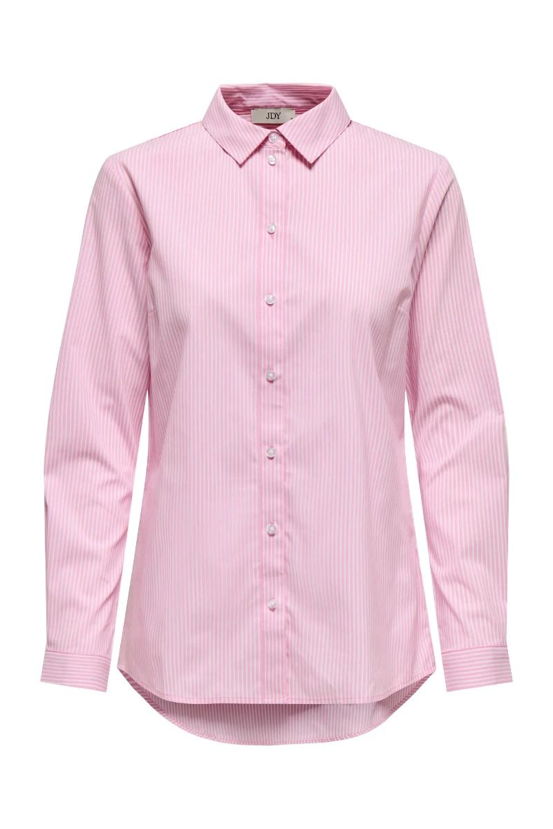 JDY - Skjorte - Mio L/S Shirt - Shocking Pink Small White Stripes