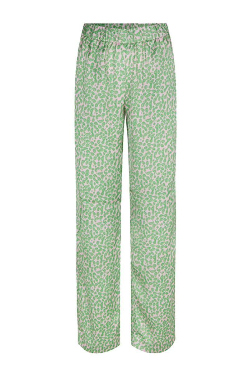Modström - Bukser - ClarkeMD Print Pants - Classic Green Smiley
