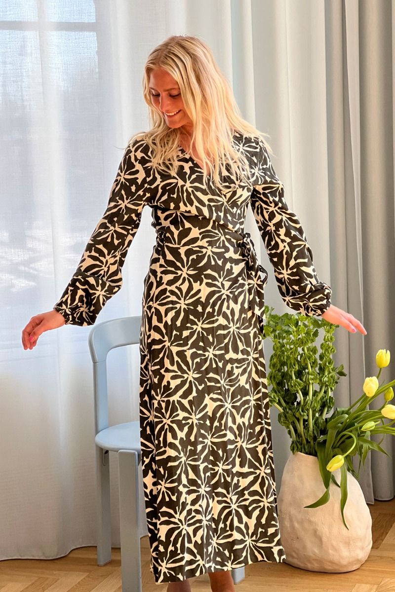 Modström - Kjole - Fern Print Wrap Dress - Ocean Fleur