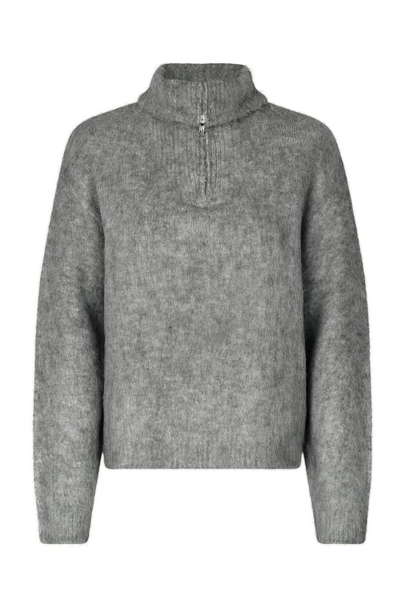 Modström - Strik - KaneMD Zip T-Neck - Dark Grey Melange