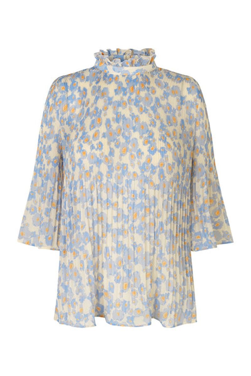 Modström - Bluse - Oyster Print Top - Aqua Flower