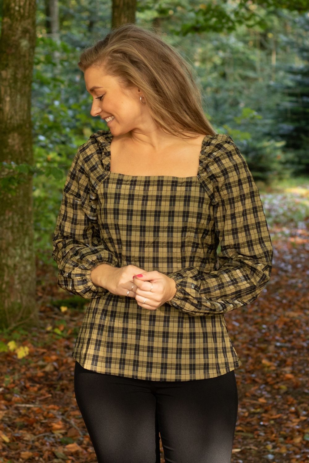 Modström - Bluse - Truly Top - Black Khaki Check