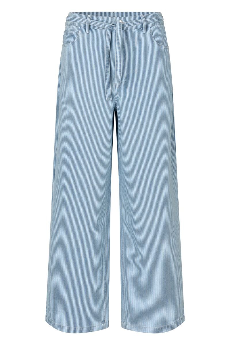 Modström - Bukser - IsoldeMD pants - Soft Blue Stripe