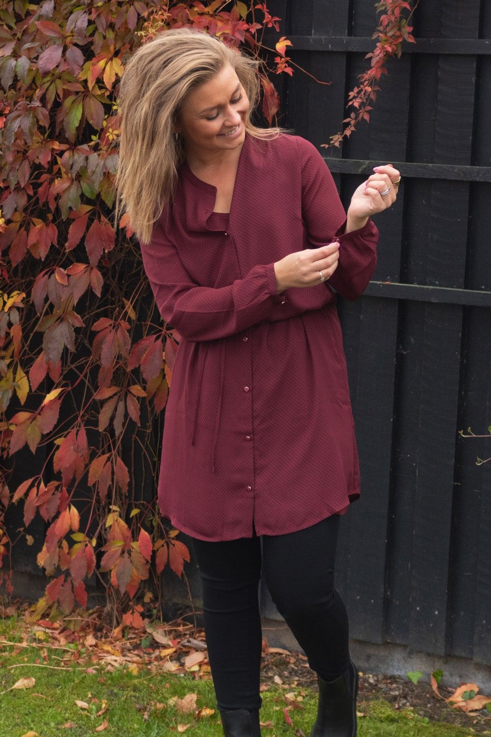 Modström - Kjole - Filo Print Dress - Maroon Grid