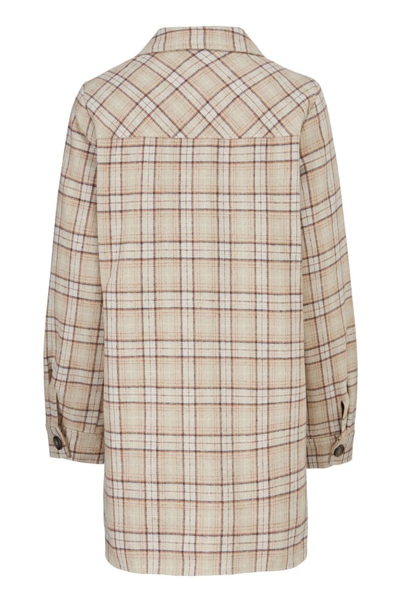 Modström - Skjorte - Ikaia Coatigan - Cream Brown Check