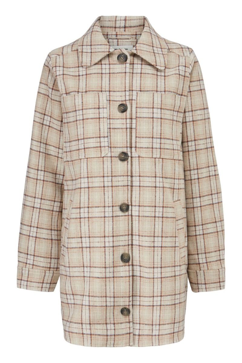 Modström - Skjorte - Ikaia Coatigan - Cream Brown Check
